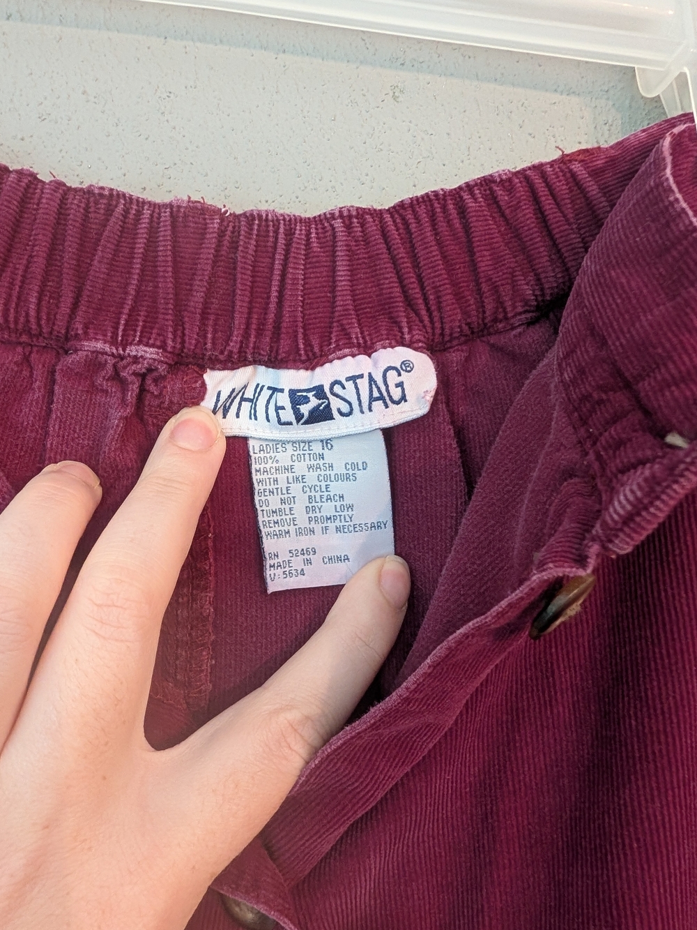 White Stag Button-Front A-Line Skirt in Berry With Pockets - Picture 6 of 6